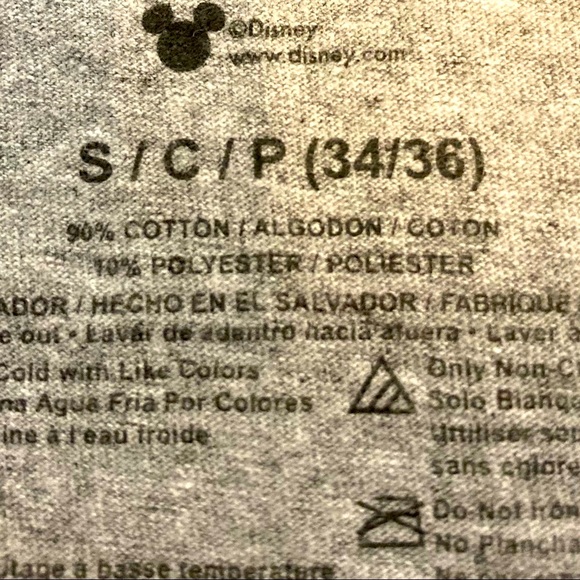 DISNEY Mickey Mouse Gray Graphic Tee Shirt Size Small - Picture 7 of 7